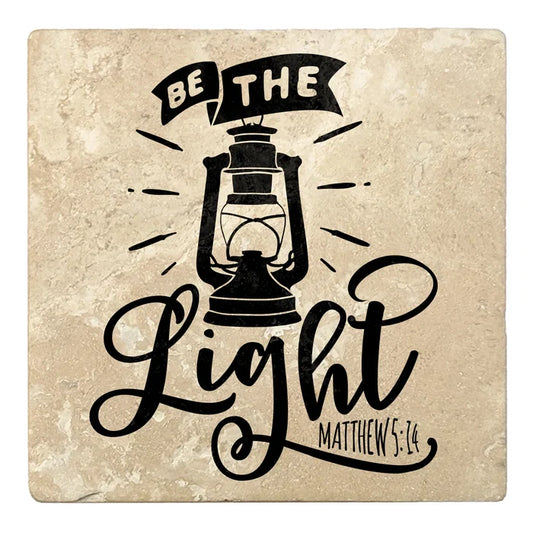 4" Absorbent Stone Religious Drink Coasters, Be The Light, 2 Sets of 4, 8 Pieces - Christmas by Krebs Wholesale