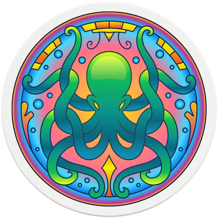 4" Round Ceramic Coasters - Mandala Octopus, 4/Box, 2/Case, 8 Pieces - Christmas by Krebs Wholesale