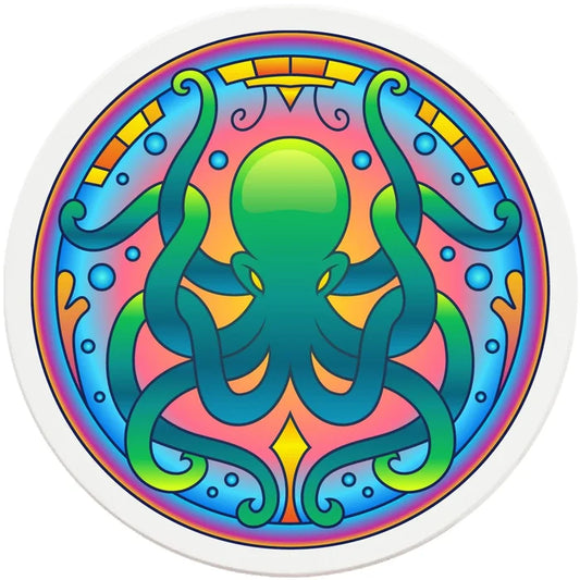 4" Round Ceramic Coasters - Mandala Octopus, 4/Box, 2/Case, 8 Pieces - Christmas by Krebs Wholesale