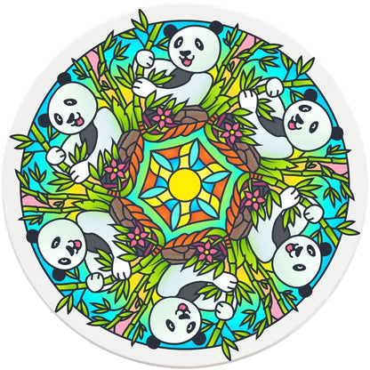 4" Round Ceramic Coasters - Mandala Panda, 4/Box, 2/Case, 8 Pieces - Christmas by Krebs Wholesale