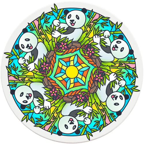 4" Round Ceramic Coasters - Mandala Panda, 4/Box, 2/Case, 8 Pieces - Christmas by Krebs Wholesale
