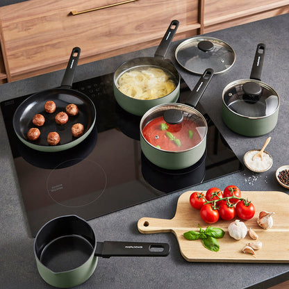 5 Piece Recycled Aluminium Saucepan Set - Green