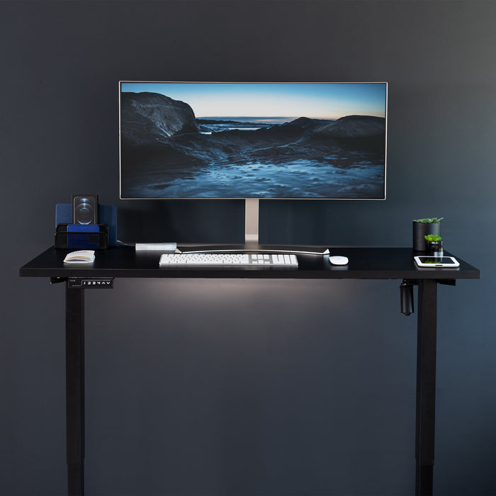 55 x 24 inch Universal Solid One-Piece Square Corner Table Top for Standard and Sit to Stand Height Adjustable Home and Office Desk Frames