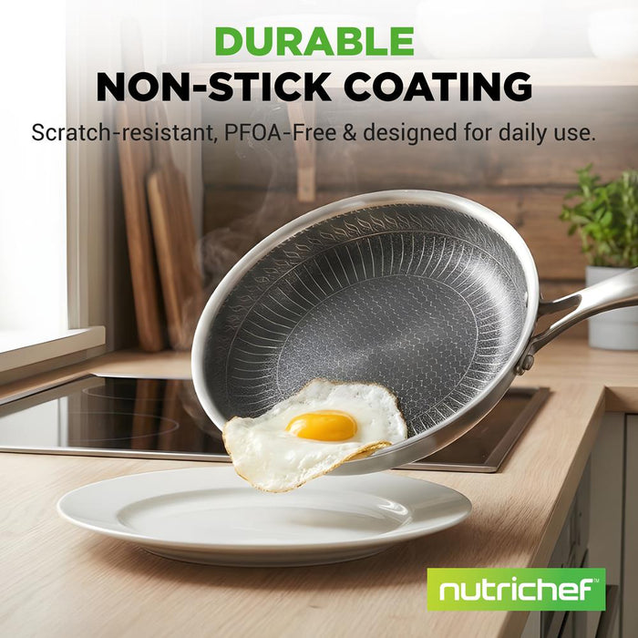 7-Piece Nonstick Frying Pan Set & Wok, Quick Heat, Stainless Steel