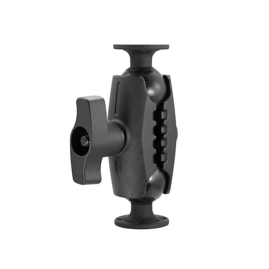 The 8 Heavy-Duty Metal AMPS Mount features 57mm (2.25 inch) ball compatibility, double ball-and-socket joints, a side tightening knob, and a robust metal 4-Hole AMPS drill base.
