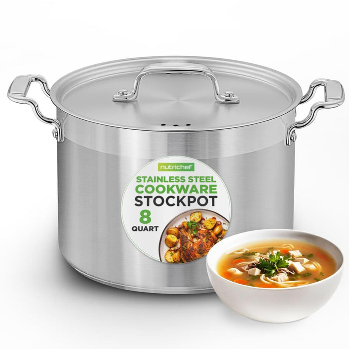 8 Qt Stockpot for Soups & Stews, Induction Safe, Stainless Steel