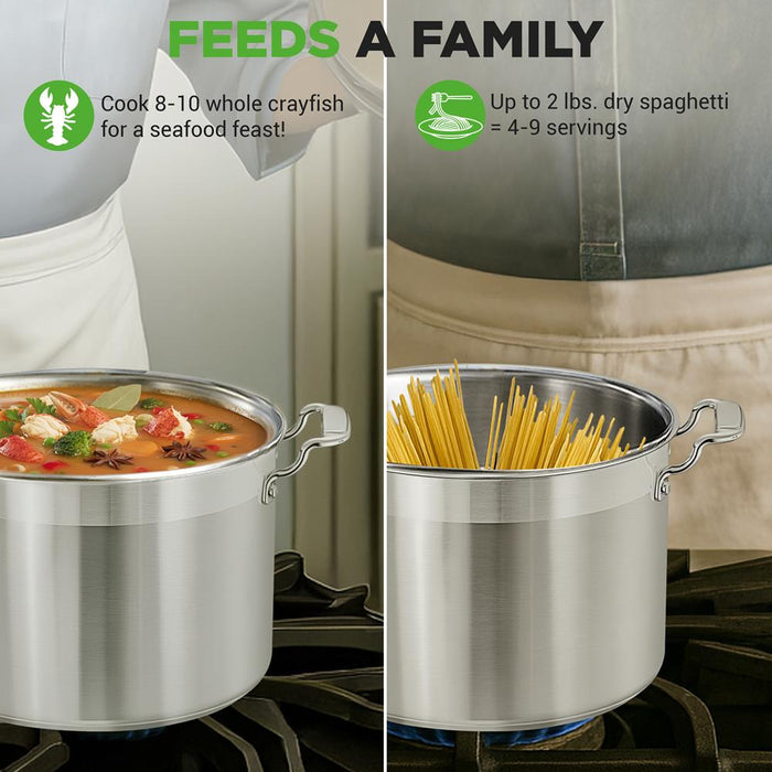 8 Qt Stockpot for Soups & Stews, Induction Safe, Stainless Steel