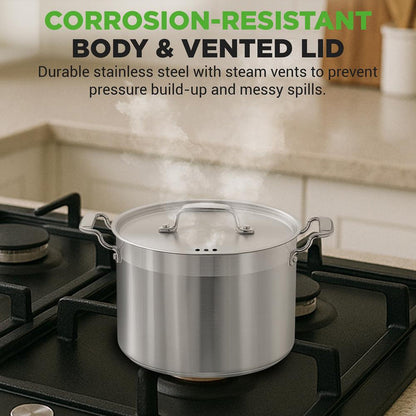8 Qt Stockpot for Soups & Stews, Induction Safe, Stainless Steel