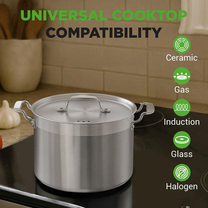 8 Qt Stockpot for Soups & Stews, Induction Safe, Stainless Steel
