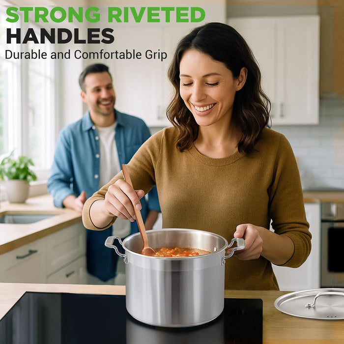 8 Qt Stockpot for Soups & Stews, Induction Safe, Stainless Steel