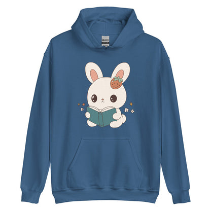 A Bunny Reading Her Book Hoodie - The Bean Workshop - animal shirt, bunny, hoodie, read everyday, read more books, short n' sweet