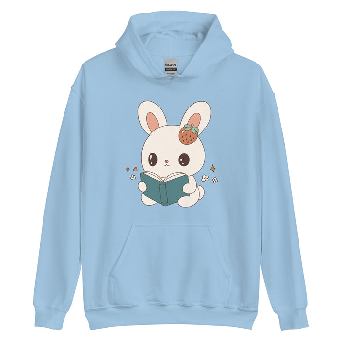 A Bunny Reading Her Book Hoodie - The Bean Workshop - animal shirt, bunny, hoodie, read everyday, read more books, short n' sweet
