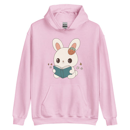 A Bunny Reading Her Book Hoodie - The Bean Workshop - animal shirt, bunny, hoodie, read everyday, read more books, short n' sweet