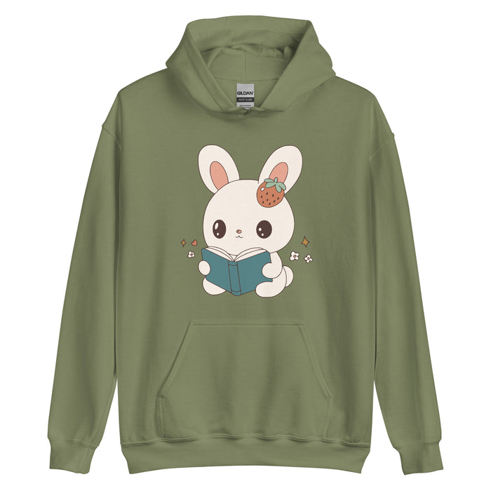 A Bunny Reading Her Book Hoodie - The Bean Workshop - animal shirt, bunny, hoodie, read everyday, read more books, short n' sweet