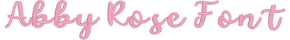 Cursive embroidery BX font in all upper and lower case letters, numbers and common punctuation.