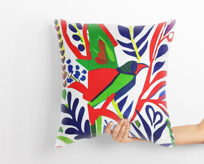 Abstract Bird, Throw Pillow Cover, Animal Pillow, Comfortable, Colorful Pillow Case, Modern Pillow, Large Pillow Cases, Playroom Decor