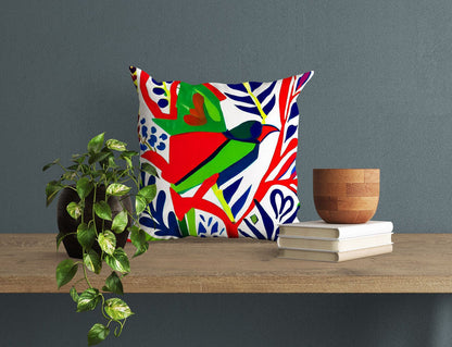Abstract Bird, Throw Pillow Cover, Animal Pillow, Comfortable, Colorful Pillow Case, Modern Pillow, Large Pillow Cases, Playroom Decor