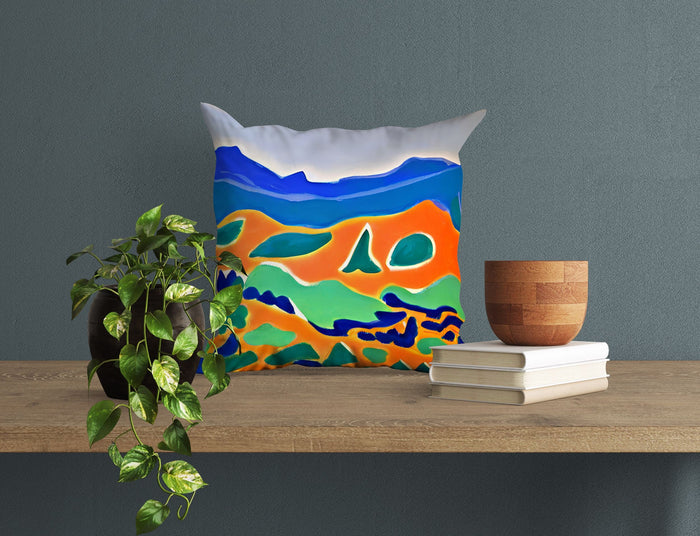Abstract Landscape Tapestry Pillows, Abstract Pillow Case, Artist Pillow, Colorful Pillow Case, Watercolor Pillow Cases, 20X20 Pillow Cover