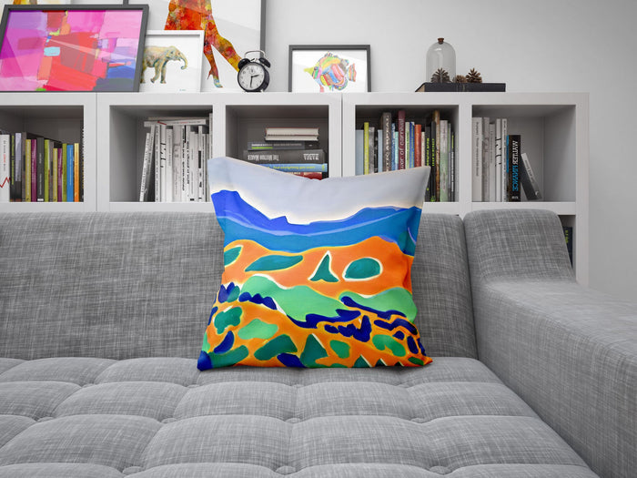 Abstract Landscape Tapestry Pillows, Abstract Pillow Case, Artist Pillow, Colorful Pillow Case, Watercolor Pillow Cases, 20X20 Pillow Cover