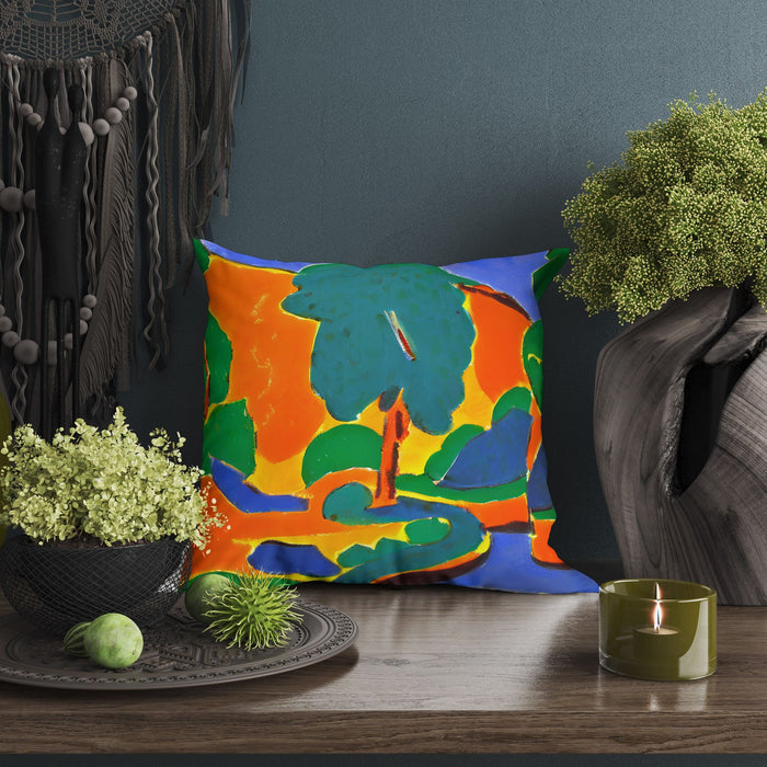 Abstract Landscape Throw Pillow, Abstract Throw Pillow, Soft Pillow Cases, Colorful Pillow Case, Farmhouse Pillow, Sofa Pillows