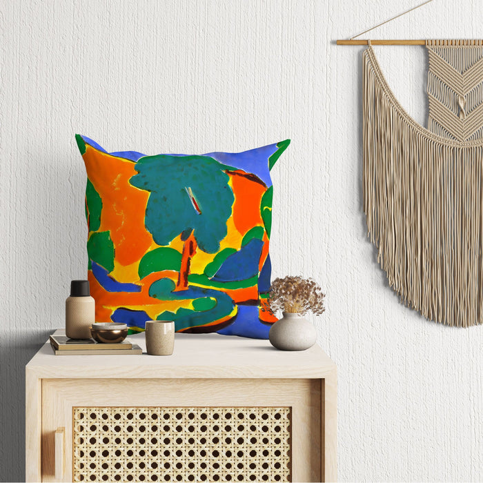 Abstract Landscape Throw Pillow, Abstract Throw Pillow, Soft Pillow Cases, Colorful Pillow Case, Farmhouse Pillow, Sofa Pillows
