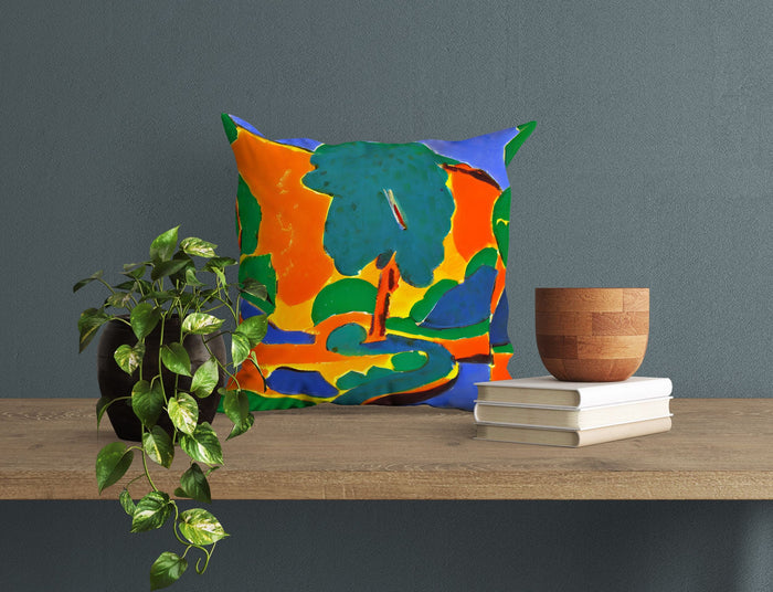 Abstract Landscape Throw Pillow, Abstract Throw Pillow, Soft Pillow Cases, Colorful Pillow Case, Farmhouse Pillow, Sofa Pillows