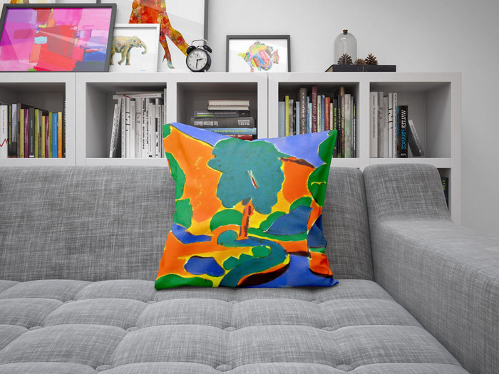 Abstract Landscape Throw Pillow, Abstract Throw Pillow, Soft Pillow Cases, Colorful Pillow Case, Farmhouse Pillow, Sofa Pillows