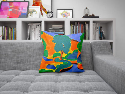Abstract Landscape Throw Pillow, Abstract Throw Pillow, Soft Pillow Cases, Colorful Pillow Case, Farmhouse Pillow, Sofa Pillows