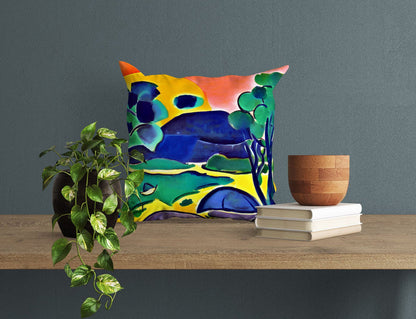 Abstract Landscape Toss Pillow, Abstract Pillow Case, Art Pillow, Contemporary Pillow, 24X24 Pillow Case, Christmas Pillow Covers