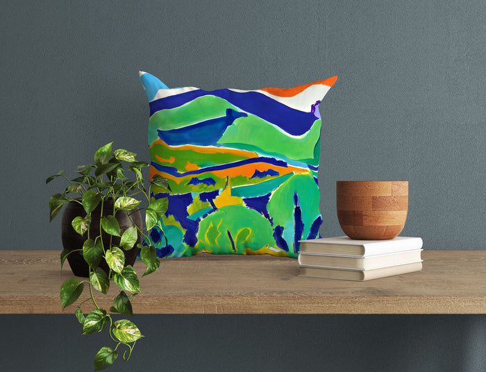 Abstract Landscape With Hills Decorative Pillow, Abstract Throw Pillow Cover, Designer Pillow, Watercolor Pillow Cases, Abstract Decor