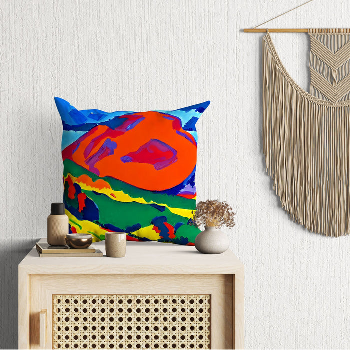 Abstract Landscape With Hills Throw Pillow, Abstract Art Pillow, Artist Pillow, Colorful Pillow Case, Fashion, 20X20 Pillow Cover, Farmhouse