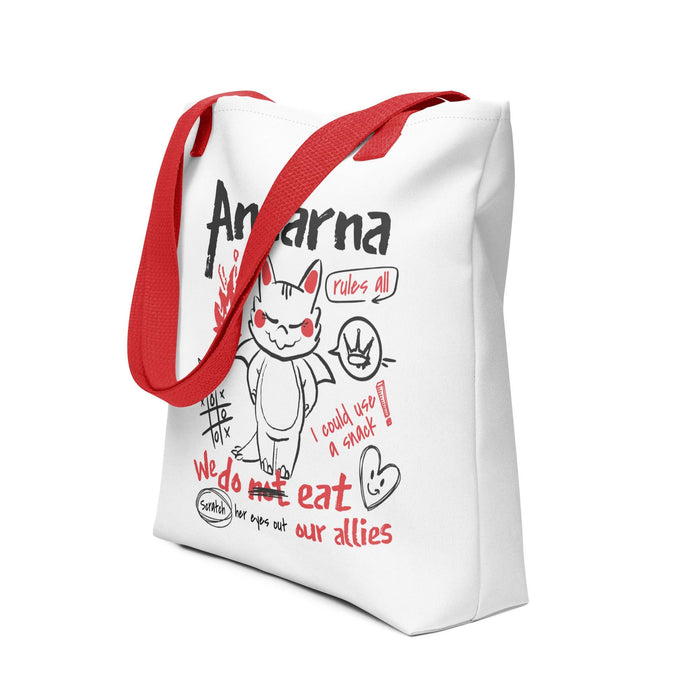 Andarna Tote Bag - The Bean Workshop - Andarna Dragon Tote Bag for Book Lovers, Bookish Tote Bag Empyrean Series Fan Gift, Empyrean Fandom, Everyday Reader Accessory, fourth wing, Hand-Drawn Doodle Graphic, iron flame, Kawaii Aesthetic, Library Book Bag, onyx storm, rebecca yarros, Red Black Sketch Art, Whimsical Bookish Style