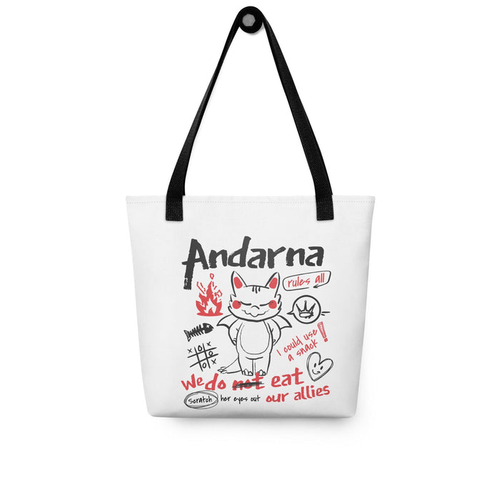 Andarna Tote Bag - The Bean Workshop - Andarna Dragon Tote Bag for Book Lovers, Bookish Tote Bag Empyrean Series Fan Gift, Empyrean Fandom, Everyday Reader Accessory, fourth wing, Hand-Drawn Doodle Graphic, iron flame, Kawaii Aesthetic, Library Book Bag, onyx storm, rebecca yarros, Red Black Sketch Art, Whimsical Bookish Style