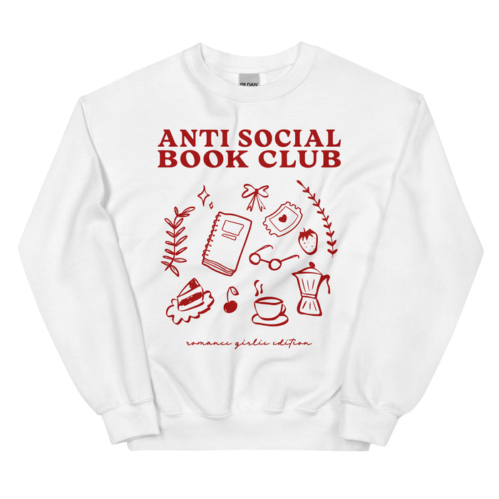 Anti Social Book Club Sweatshirt - The Bean Workshop - AntiSocialBookClub, BookLoverStyle, IntrovertApparel, read everyday, ReadingComfort, Sweatshirt, valentine, Valentine's Day Picks