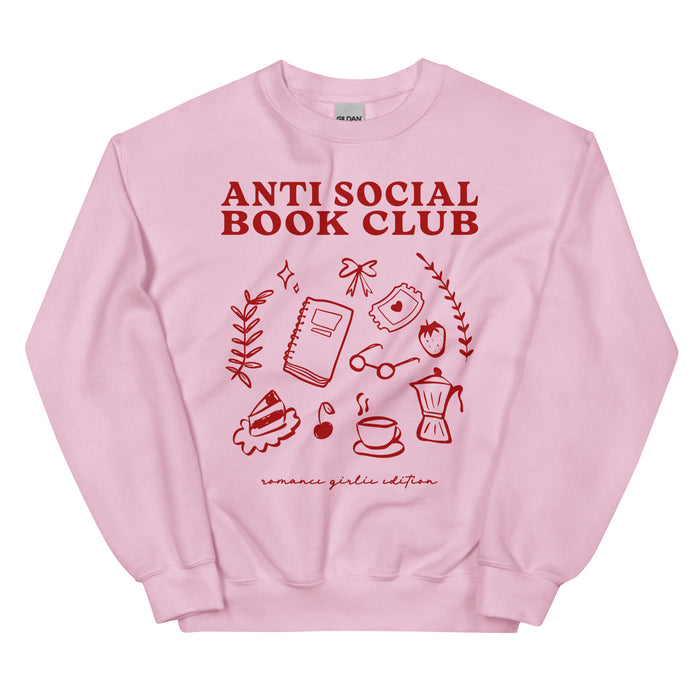 Anti Social Book Club Sweatshirt - The Bean Workshop - AntiSocialBookClub, BookLoverStyle, IntrovertApparel, read everyday, ReadingComfort, Sweatshirt, valentine, Valentine's Day Picks