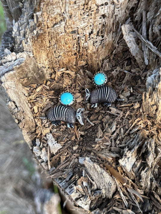 Armadillo Turquoise Stone Earrings