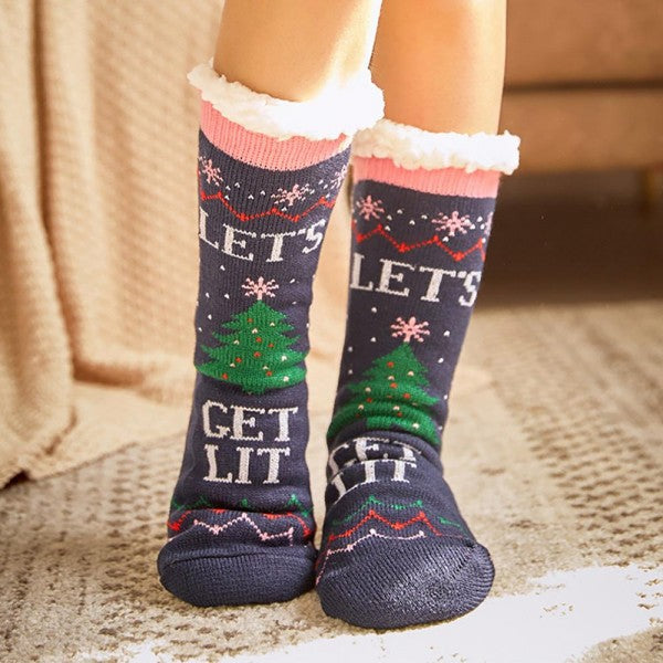 Assorted Christmas Sherpa Socks