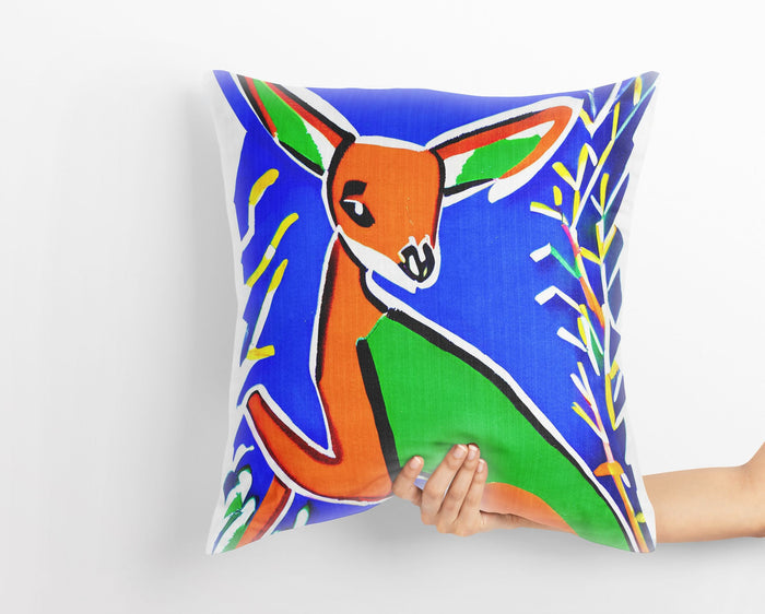 Australian Wildlife Kangaroo Throw Pillow Cover, Abstract Pillow Case, Art Pillow, Colorful Pillow Case, Beautiful Pillow