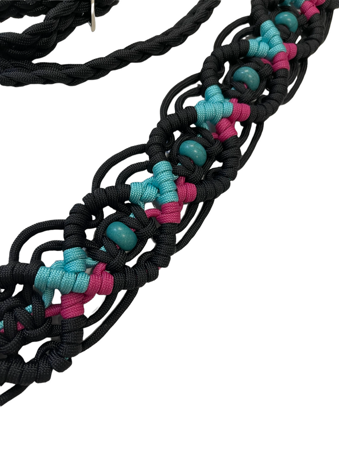 Beaded Browband Headstall with a fancy braided turquoise howlite browband  all sizes