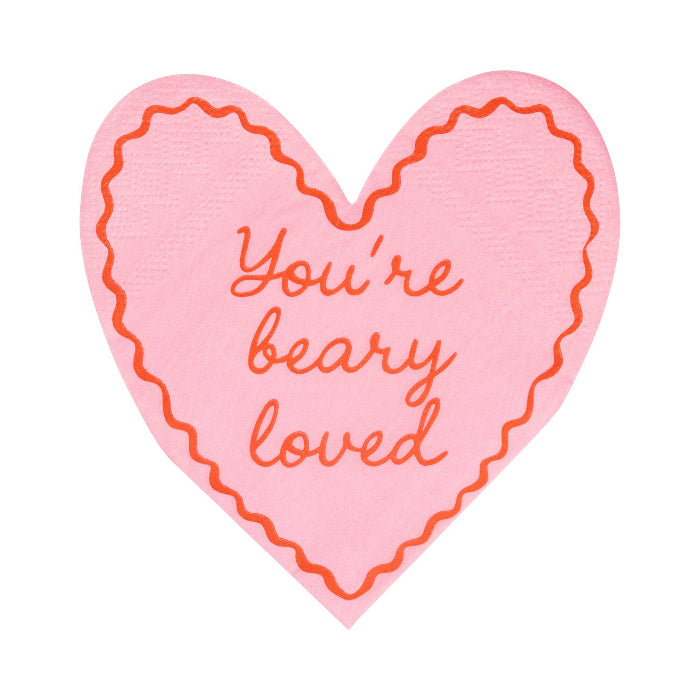 My Mind’s Eye BER1239 - Occasions Beary Loved Heart Shaped Cocktail Napkins