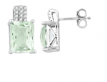 Bellissima Sterling Silver Green Amethyst and White Topaz Earrings