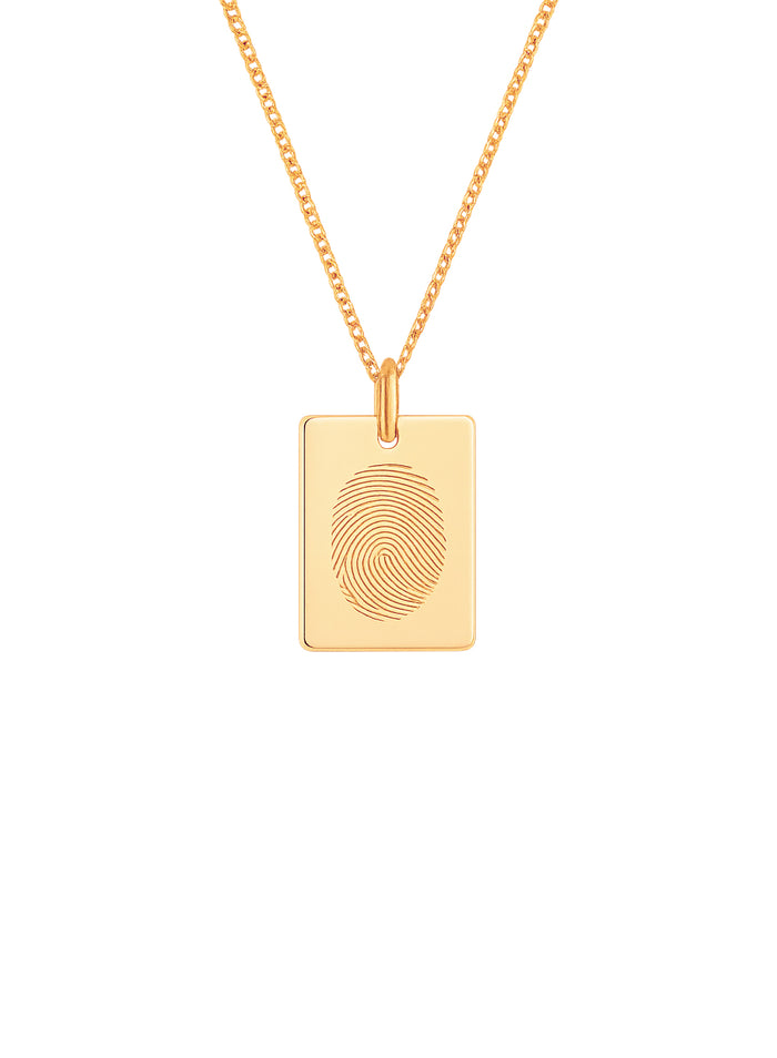 Berlock graverat fingeravtryck, rektangulär | 18k. guld