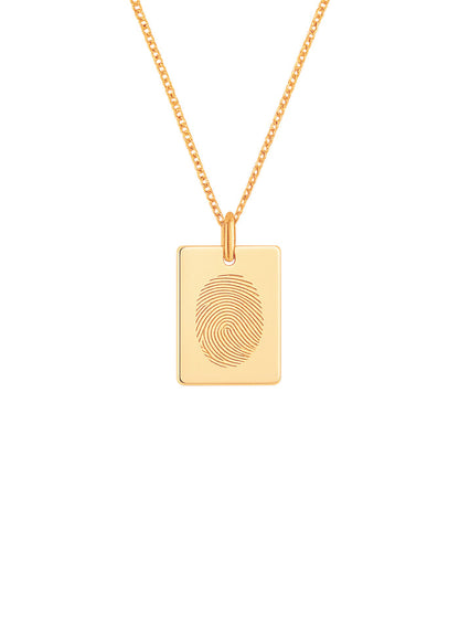 Berlock graverat fingeravtryck, rektangulär | 18k. guld