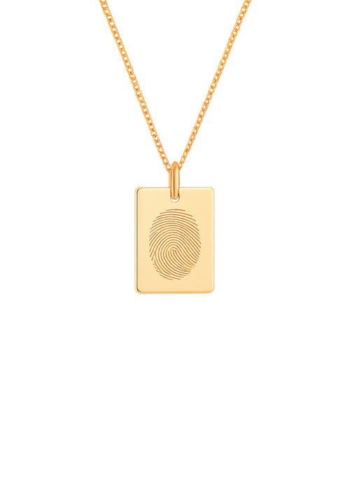 Berlock graverat fingeravtryck, rektangulär | 18k. guld