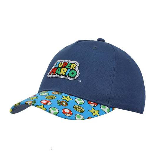 Bioworld Super Mario Bros - Logo & Power-Ups Youth Blue Hat