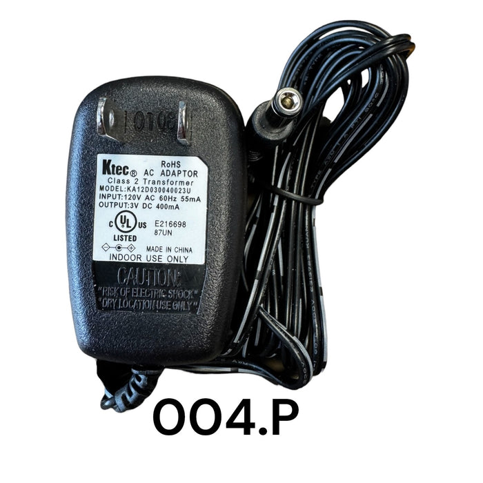 Black Replacement Adapter 3V DC 400mA with Male Barrel Jack