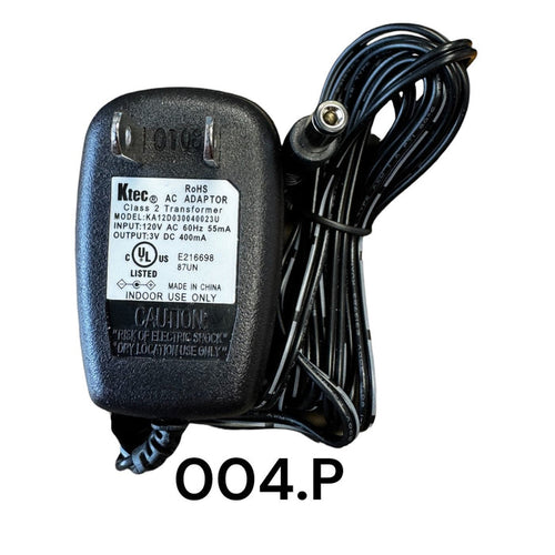 Black Replacement Adapter 3V DC 400mA with Male Barrel Jack