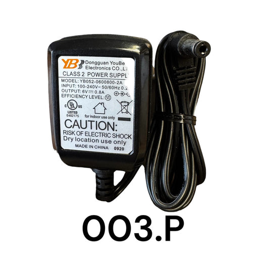 Black Replacement Adapter 6V DC 800mA with Right Angle Male Barrel Jack
