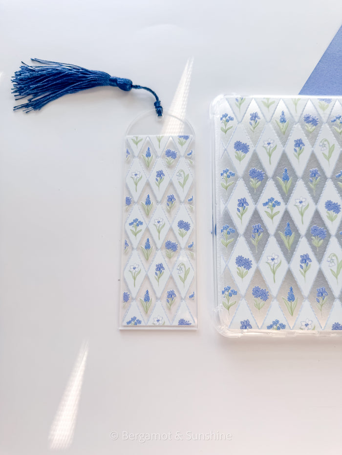 Blooming Blue Florals Acrylic Bookmark