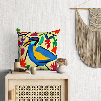 Blue Bird Toss Pillow, Abstract Pillow, Comfortable, Colorful Pillow Case, Impressionist Pillow, 20X20 Pillow Cover, Housewarming Gift